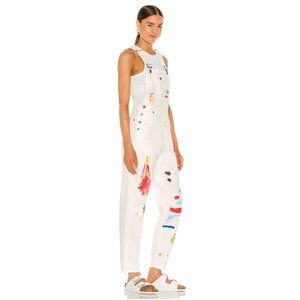 By Samii Ryan & Dessie Jackson Womens Studio Painted Overalls in White NWOT S